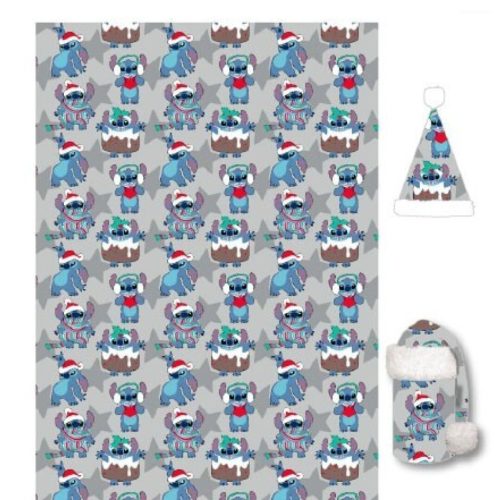 Disney Lilo und Stitch Grey Weihnachtsflanell-Decke und -Mütze Set