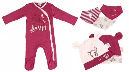 Disney Bambi Babystrampler + Mütze und Lätzchen 6-teiliges Set 86/92 cm