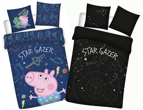 Peppa Wutz Star-gazer Kinder-Bettwäschebezug leuchtend im Dunkeln 100x135cm, 40x60cm