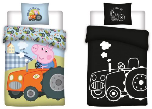 Peppa Wutz George's Tractor leuchtende Kinderbettwäsche 100x135cm, 40x60cm