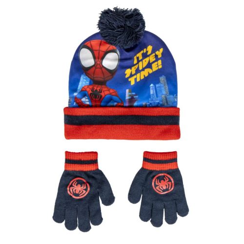 Spiderman Spidey Time Kinder Mütze + Handschuhe Set