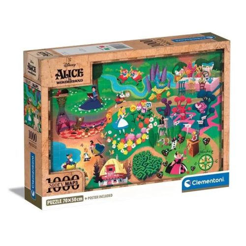 Disney Classics Alice Märchenkarte 1000-teiliges Panorama-Puzzle Clementoni