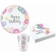 Geburtstag Happy Birthday Pastell Party-Set 36 Stück mit 23 cm Teller