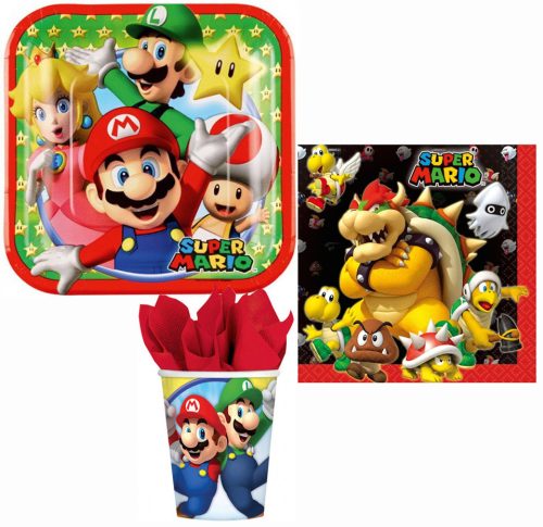 Super Mario Mushroom World Party-Set mit 36 Stück und 18 cm Teller