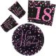 Geburtstag Happy Birthday Pink 18 Party-Set 32-teilig mit 23 cm Tellern