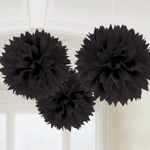 Farbe Black Schwarze hängende Pom Pom Dekoration 3er-Set