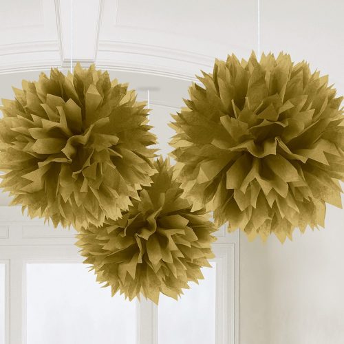 Farbe Gold Gold Hängende Pom Pom Dekoration 3er-Set