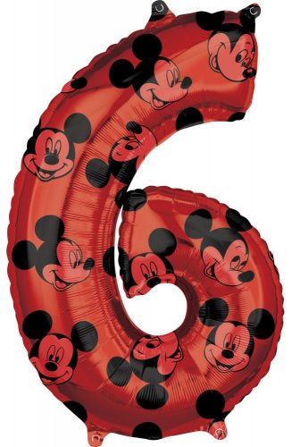 Disney Mickey  Red Folienballon Nummer 6, 66 cm