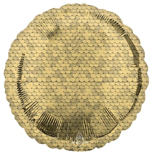 Farbe Gold, Gold Paillettenmuster Folienballon 43 cm