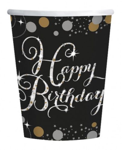 Geburtstag Gold Happy Birthday Papierbecher 8 Stk 250 ml