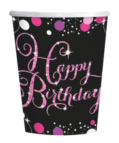 Geburtstag Pink Happy Birthday Papierbecher 8er-Set 250 ml