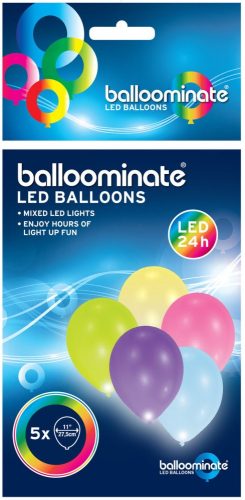 Farbe Multicolor  Leuchtendes LED-Ballonpaket, 5 Stück, 11 Zoll (27,5 cm)