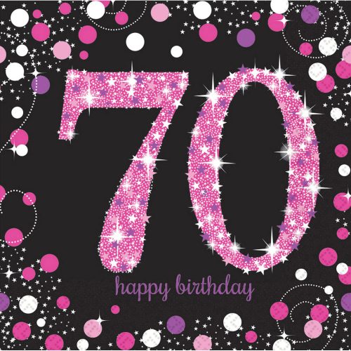 Geburtstag Pink Happy Birthday 70 Servietten 16er Set - 33x33 cm