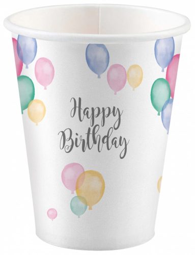 Geburtstag Pastel Happy Birthday Papierbecher 8er-Set, 250 ml