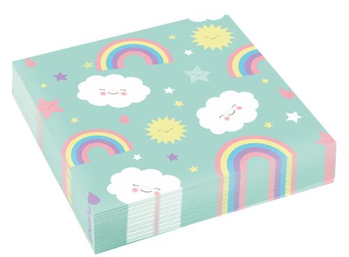 Regenbogen Rainbow and Cloud und Wolke Serviette 20 Stk 33x33 cm