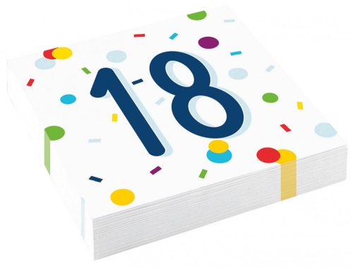 Happy Birthday 18 Confetti Serviette 20 Stk. 33x33 cm