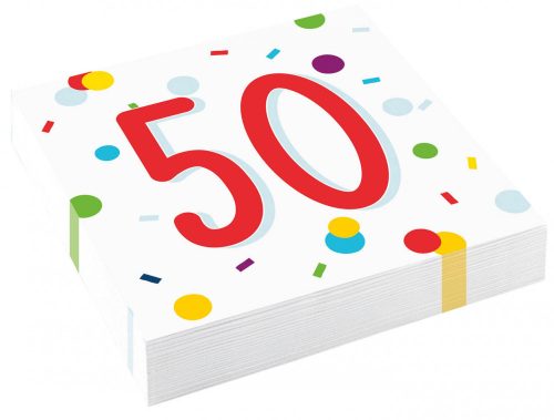 Happy Birthday 50 Confetti Serviette 20 Stk. 33x33 cm