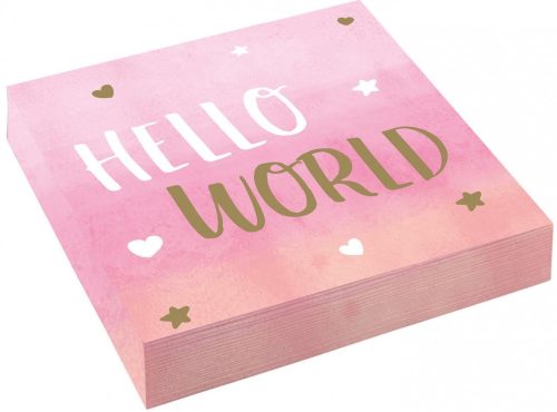 Baby Hello World Mädchen Serviette 16er-Pack 33x33 cm