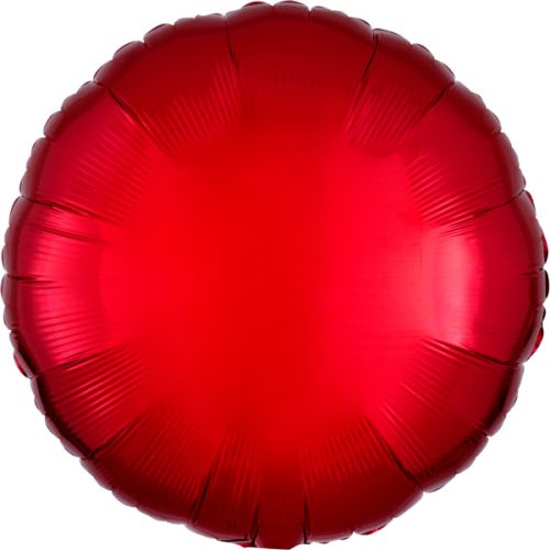 Satin Metallic Rot, Rote runde Folienballon 43 cm