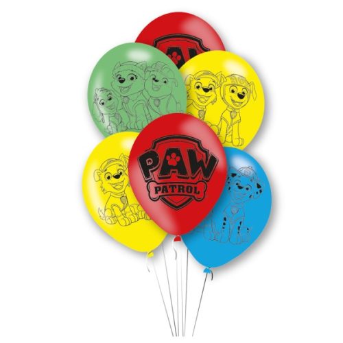Paw Patrol Color Paws Ballon, Luftballon 6 Stück 11 Zoll (27,5 cm)