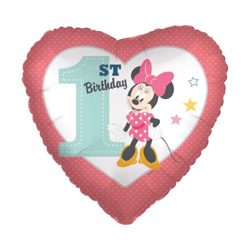 Disney Minnie  Heart Erster Geburtstag Folienballon 43 cm