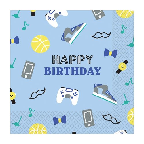 Geburtstag Blue Happy Birthday Serviettenset 16er 33x33 cm