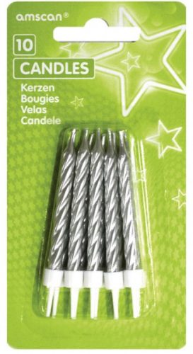 Farbe Silber, Silber Kuchenkerzenset 10 Stk