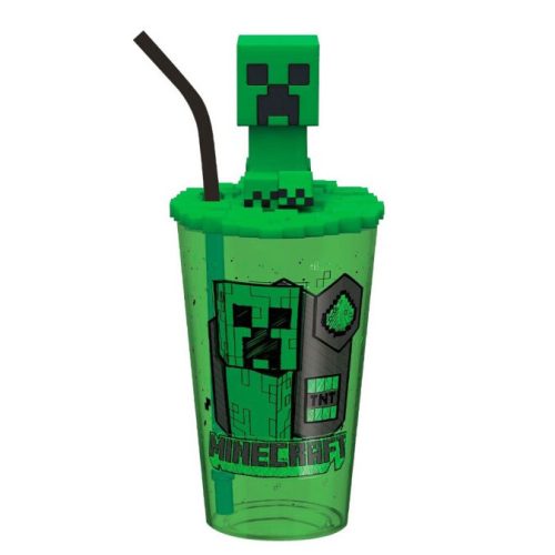 Minecraft Green 3D Strohhalm Plastikbecher 443 ml