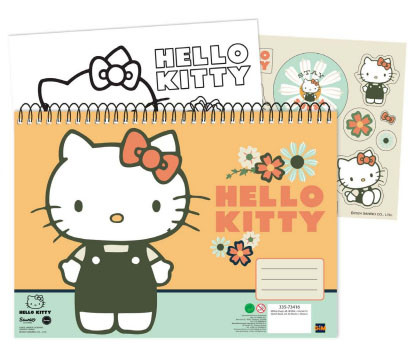 Hello Kitty Stay Sunny A/4 Spiral-Skizzenbuch mit 40 Blättern und Aufklebern