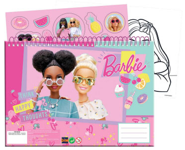 Barbie Happy Thoughts A/4 Spiral-Skizzenbuch mit 40 Seiten und Aufklebern