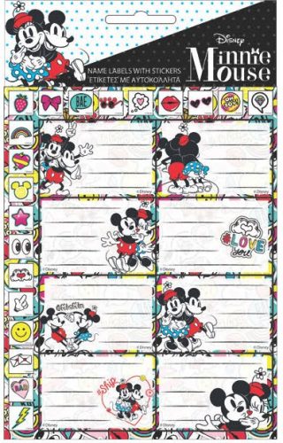 Disney Minnie  Draft Heftetikett mit Aufklebern, 16-er Pack