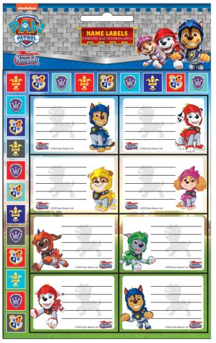 Paw Patrol Knights Heftetiketten mit Aufklebern, 16 Stück