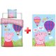 Peppa Wutz Hot Air Balloon Kinder-Bettwäsche-Set und Polar-Fleece-Decke