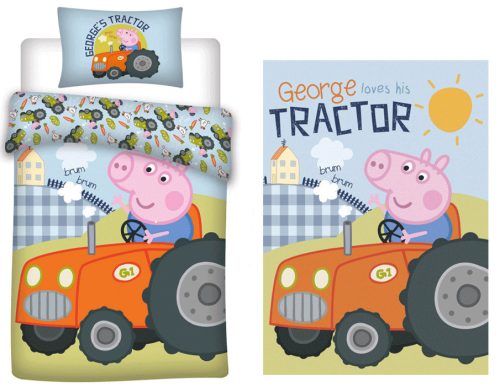 Peppa Wutz George's Tractor Kinder-Bettwäsche und Polar-Decke Set