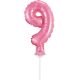 Nummer Pink Rosa Nummer 9 Folienballon für Kuchen 13 cm