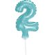 Nummer Light Blue Blauer Nummer 2 Folienballon für Kuchen 13 cm