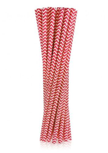 Farbe Red Chevron Rotes Papierstrohhalmset 24 Stück