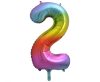 Nummer Rainbow Regenbogen Zahl 2 Folienballon 85 cm