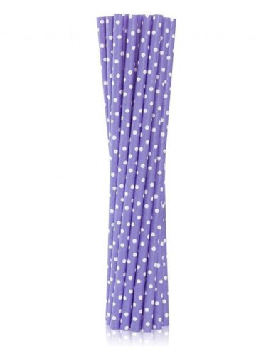 Farbe Purple Dots Lila Papierstrohhalm 12 Stück