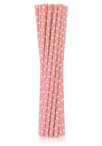 Farbe Light Pink Dots Rosa Papierstrohhalm 12er-Set