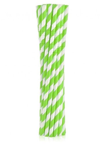 Farbe Green Stripes 12 Stk Grün Flexible Papierstrohhalme