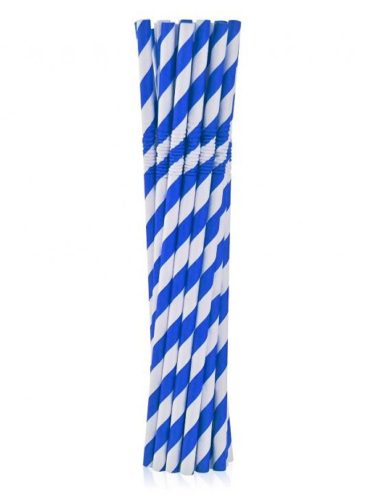 Farbe Blue Stripes Blauer flexibler Papierstrohhalm 12 Stk