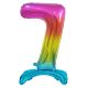 Nummer Rainbow Bunter 7er Zahlenfolienballon mit Sockel 74 cm