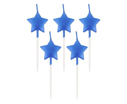 Star Metallic Blue Star, blaue Kuchenkerze, Kerzenset 5 Stk