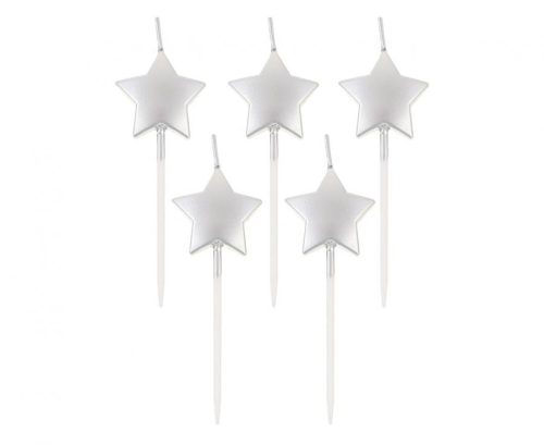 Star Metallic Silver Silberne Geburtstagskerze Set 5 Stk