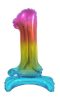 Nummer Rainbow Bunter Mini Zahl 1 Folienballon mit Basis 38 cm