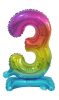 Nummer Rainbow Bunter Mini Zahl 3 Folienballon mit Basis 38 cm