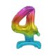 Nummer Rainbow Bunter Mini-Nummer 4 Folienballon mit Sockel 38 cm