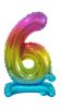 Nummer Rainbow Bunte Mini Nummer 6 Folienballon mit Basis 38 cm