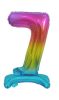 Nummer Rainbow Bunter Mini-7er-Folienballon mit Basis 38 cm